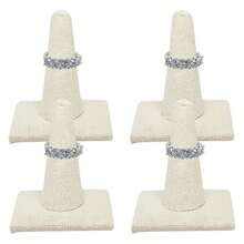 Box 4 Pack Beige Linen Jewelry Ring Finger Display2.12x2.12x2.37 Inches With Square Base - Ring Holder Organizerfor Selling Or Personal Use - Display Stands For Rings - Multicolor 780 - View 1