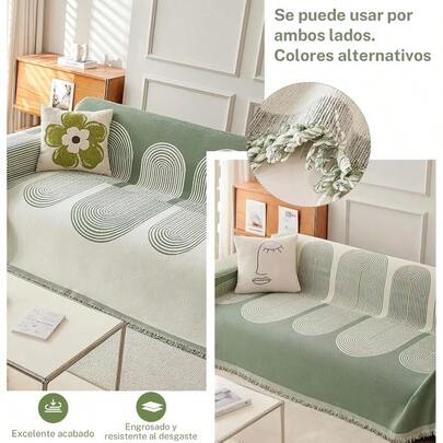 Funda Sofá Chenilla Multiusos Lavable Antideslizante Modulares Protector Muebles Salón Verde 180x180 cm