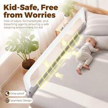 SUN YEE Baby Bed Rail 200x60CM Adjustable Folding Kids Safety Protect - Xám - Xem 4