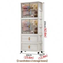 1pc Foldable Portable Wardrobe Organizer Rack, Independent Plastic Wardrobe Storage Box, Clothing Cabinet Divider Storage Box, Foldable Portable Design, Bedroom Storage Rack, No Gold Pipe, Vertical Shelf, Decorative Furniture Storage Cabinet - Color Mixing - View 15