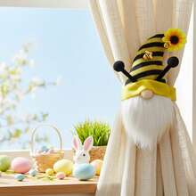 Alzapaños para cortinas con diseño de gnomo, diseño creativo de abeja y conejo, decoración festiva para ventanas, hogar, sala de estar y dormitorio. - Amarillo - Ver 5