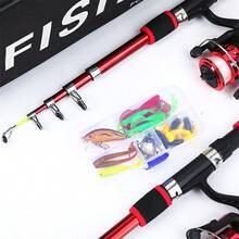 钓竿和渔线轮组合套装，2支红色玻璃纤维钓竿，2个纺车轮，带收纳袋，淡水钓竿和渔线轮组合套装 - 紅色 - 查看 3