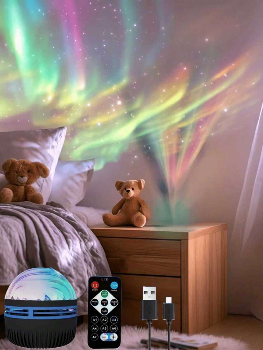 1件装北极光星空投影灯 - 氛围氛围灯床头灯，浪漫梦幻，高品质 - 多色光 - 查看 1