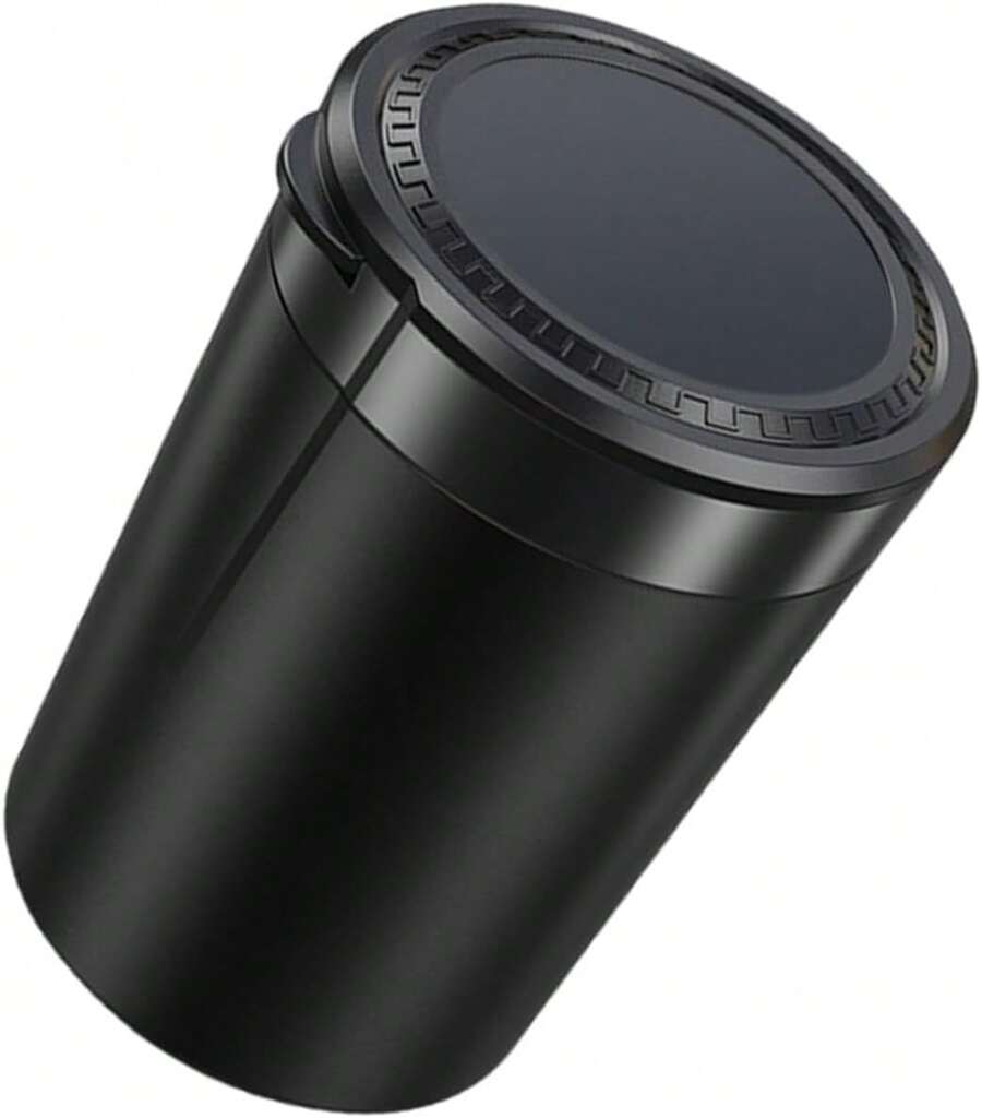 Cenicero de coche sin humo con tapa y luz LED, soporte para tazas de coche, cenicero para vehículos y uso en interiores - 1 - Ver 1