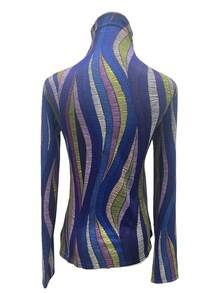 2024 New Spring/Autumn Women Printed Long Sleeve T-Shirt, Slim Fit Mock Neck Casual Undershirt - Multicolor - View 4