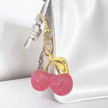 Schlüsselanhänger für Damen, süßer Metallanhänger, Schmuckzubehör, Kirsche/Schwarz, süßes Alltagsaccessoire, geeignet für Autoschlüssel, Tasche, Rucksack, dekorativer Schlüsselanhänger-5077 - Rosa - Übersicht 6