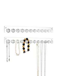 1pc Jewelry Organizer Rack, Wall Mounted Necklace, Bracelet, Earring Display Stand - Clear - View 8