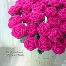 1/3/6/10 unidades de rosas de crochê feitas à mão, flores decorativas, flores artificiais, flores de lã. Decoração para casa, sala de jantar, sala de estar, quarto, casamento, festa. Buquê DIY ideal para presentear, presente para mães, presente para professoras, presente criativo. Adequado para decoração de primavera/verão, Ano Novo, Dia dos Namorados, aniversário, Páscoa ou como presente. - Rosa Quente - Ver 6