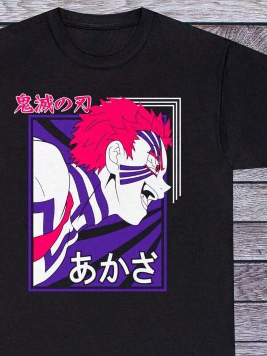 Men's T Shirt Versatile Fit, Men's Breathable Cotton T-Shirt, Men'S Graphic T-Shirt - Black With Blue Mask Print - Lightweight Summer Tee For Everyday & Themed Events - Breathable Round Neck Shirt - Casual Streetwear Essential, Event Apparel, Bold Print Top, Comfortable Fit, Street Style,  Design, Soft Material, Print Top, Young Adults 100% Cotton, 220g Fabric, Gift For Dad Christmass Gift - 黑色5 - 查看 1