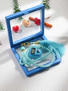 2pcs Set: Electronic Finger Tally Counter With Rhinestones, 99pcs Faux Pearl Muslim Prayer Beads, Transparent Jewelry Box. For Counting, Praying, Golf, Suitable As Holiday Gifts - Multicolor - View 6