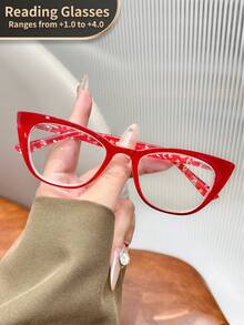LiMiaoMiao 1副舒适弹簧铰链猫眼老花镜，复古风格，透明镜片，电脑/老花镜，放大倍数+1.0至+4.0，男女通用 - 透明 - 查看 13