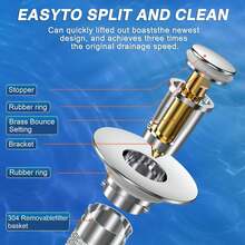 2PCS Sink Stopper Hair Catcher, Pop-Up Sink Drain Strainer With Removable Stainless Steel Strainer Basket Hair Catcher, Bathroom Sink Strainer For Bathroom Sink Stopper Replacement - 2 Items - View 5