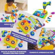 Educational Insights Design Drill Gears Workshop 55 Piezas con Taladro Electrico Juguete Preescolar Stem Nios y Nias Mayores de 3 aosConveniente y duradero, para niños - Multicolor - Ver 1