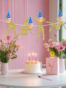 Customized Birthday Photo Banner (25cm/9.84in), Personalized Face/Text/Age Design With Gold Glitter Accents, Includes Party Hat, Versatile Decoration For Birthday/Anniversary Parties, Fun Gift For Loved Ones - Multicolor - View 7