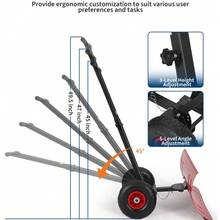 Heavy Duty Rolling Snow Shovel With Wheels For Driveway - Adjustable Angle & Height Metal Blade - Ergonomic Snow Pusher For Sidewalk, Yard, Pavement - Easy Snow Removal Tool - 29W X 14H Red - View 6