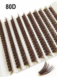 100/120/200 片棕色 D 卷 DIY 假睫毛簇，0.07mm D 卷度 8-16mm 混合自然睫毛嫁接，浓密纤长簇状假睫毛，卷翘单根假睫毛，纤细纤长假睫毛，纤长卡通效果假睫毛，适合新手在家使用，大容量睫毛簇，假睫毛，单根假睫毛，假睫毛 - 棕色 - 查看 6