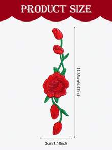 2片玫瑰刺绣布贴，情人节玫瑰花布贴，红色布贴，DIY情人节礼物布贴，可熨烫/缝纫 - 彩色 - 查看 2