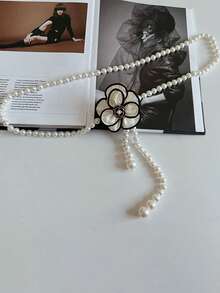 新款珍珠花朵腰链 女士连衣裙衬衫毛衣链 时尚腰带 女士甜美束腰带 - 彩色 - 查看 4