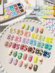 MORDDA 18 Colors Oil Painting Nail Art Gel Set, Vivid Palette For Floral/Lace Designs, Non-Drip Creamy Texture, Professional Nail Art Supplies For Salon & Home Manicure, Gift For Nail Artists - 彩色 - 查看 4