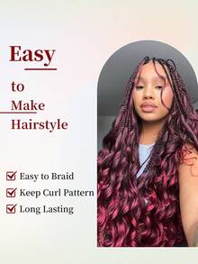 法式卷发辫子钩编假发 24英寸 2包 蓬松波浪卷曲钩编假发 预拉伸卷曲编织假发 女士接发 - 彩色 - 查看 2