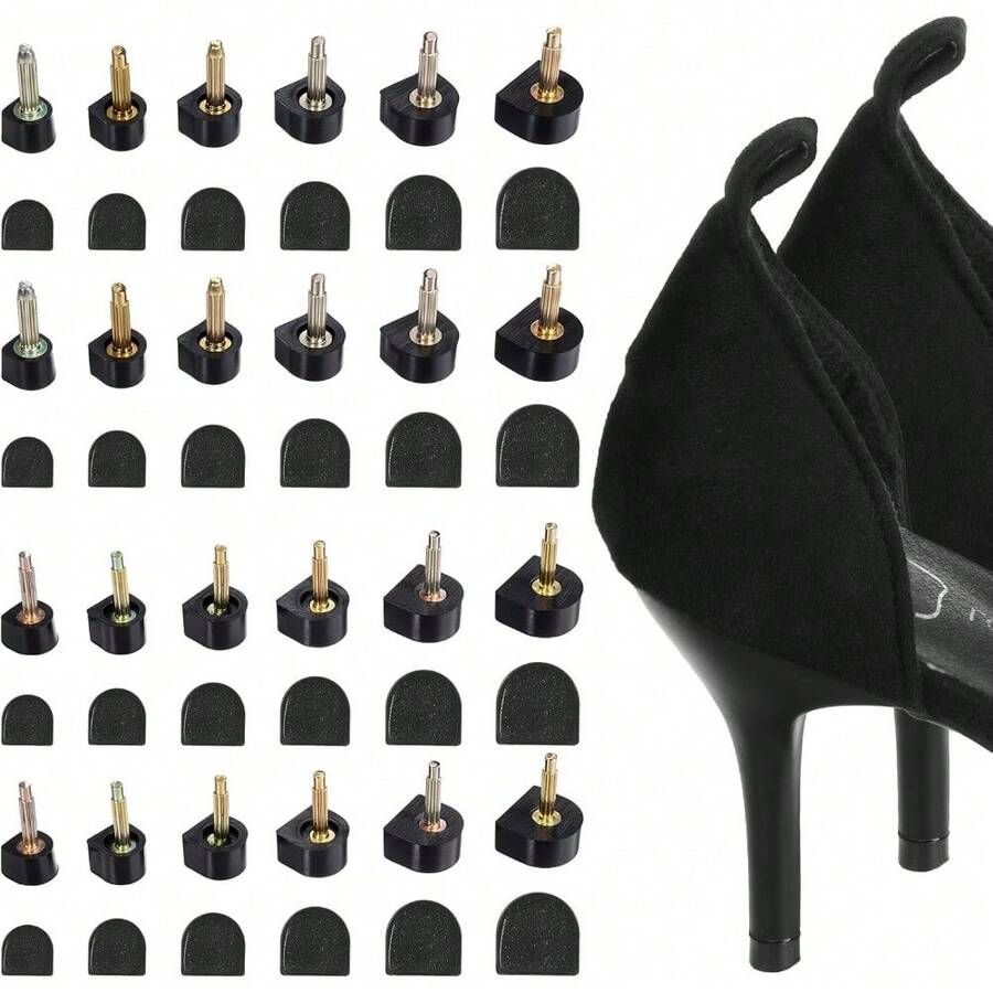 12 Pairs Heel Caps For High Heels,Heel Replacement Tips Repair Kit U Shaped For Women Shoes Wedding,Cap Cover Shoe Protectors Non Slip Tip Pin - Default - View 1