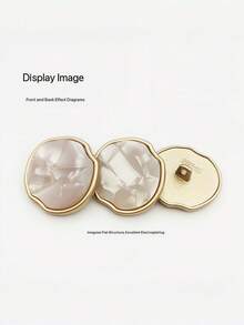 10pcs"Luxury Resin Metal Pearl-Like Coat Buttons - Front & Back Design Decorative Fasteners For Jackets, Blazers & Wool Coats" - Gold - View 6