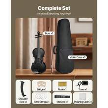 Stringed Musical Instruments - Geige Aus Massivholz, 4/4, Schwarz, Naturfarben - View 6