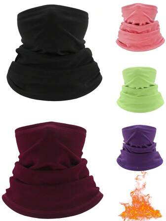 2 ชิ้น หน้ากากสกีกันลมและชุดบาลาคลาวา - ผ้าพันคอคลุมคอซับฟลีซสำหรับอากาศหนาวเย็น กีฬากลางแจ้งแบบ ยูนิเซกส์ (เล่นสกี ขี่จักรยาน เดินป่า)