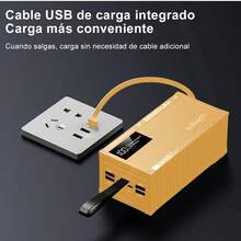 Batería Portátil 68000mAh con Carga Súper Rápida 22.5W, 4 Cables Incluidos, 6 Puertos de Entrada y Salida, Pantalla LED Digital Grande, Carga 8 en simultáneo - Power Bank Batería 68000mAh - Amarillo Mostaza - Ver 5