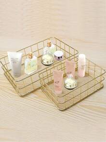 1 chiếc giỏ đựng đồ bằng kim loại kiểu Bắc Âu hiện đại - Giỏ đựng đồ dùng văn phòng và mỹ phẩm bằng sắt rèn dung tích lớn, thiết kế dạng lưới giúp dễ dàng quan sát. - Vàng - Xem 1