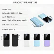 10000mAh，20W快充，便携式大容量电源，户外移动应急电源设备，配备苹果/Type-C/USB数据线充电，智能数字显示屏和手电筒，稳定锂电池组。是馈赠亲友的理想之选。适合冬季假期户外旅行/露营，也是送给家人、朋友的应急备用移动电源礼物，生日礼物，户外露营礼物，生日移动电源，便携式充电器，电量显示 - 黑色 - 查看 11