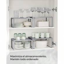 R-SONGMICS Especiero Estante para Especias Organizador para Armas ble Ampliable uego de 4 Estantes Metálicos Plata MKCS006S01 - Grisplateado - Ver 3