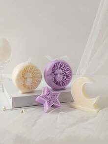 1支月亮星星香氛蜡烛，月亮星星图案设计，硅胶蜡烛模具，适合家居装饰、香薰和DIY，是圣诞节和节日装饰的完美之选。 - 彩色 - 查看 6