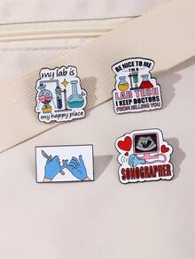 1/4 piezas Serie de profesión médica Broche de aleación de zinc, Hebilla de cinturón de equipo de laboratorio Decoración de mochila Insignia - Multicolor - Ver 4