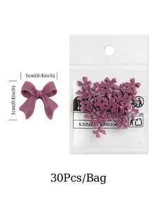 30个薰衣草色丝带蝴蝶结美甲装饰，Y2K浪漫柔和简约风格，酒红色蝴蝶结美甲配件，适合DIY女士美甲沙龙设计装饰，幸运紫色火焰 - 紫丁香色 - 查看 4
