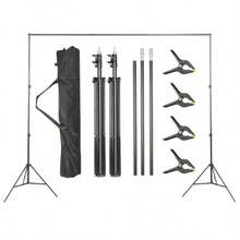 1 Set 2*3m Photography Backdrop Stand Kit, Includes 2 Tripod Stands, 4 Clips, Adjustable Crossbar, Portable Carrying Bag, Suitable For Party, Photography, Photo Shooting, Projection Screen, Movie Screen, Wedding And Event Decoration - Multicolor - View 5
