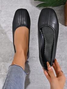 Tonårsskor med söta, spetsiga tår och platta Mary Jane-skor, prinsessskor - Svart - Visa 8