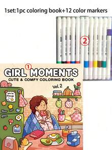 1 Pc GIRL MOMENTS Children's Doodle Painting Book Coco, Featuring Cute Yet Quirky Creatures, Montessori Drawing Toy, Creative Gift, Bold Outlines Easy To Color - GIRL MOMENTS - View 10