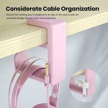 360度旋转耳机支架，可调节游戏耳机挂钩，桌下安装式耳机夹带线缆整理器 - 彩色 - 查看 7