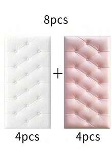 4片装3D立体自粘XPE泡沫墙纸，防水防潮仿皮纹理，床头防撞软垫墙贴，可重复使用和裁剪，适用于卧室和客厅墙面装饰，隔音加厚墙面，家居装饰墙纸 - 彩色 - 查看 27