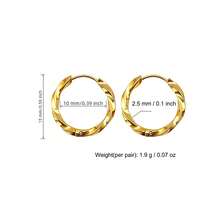 高品质不锈钢女士圈形耳环，18K镀金，耐磨防褪色，低过敏性316L耳针，优雅迷人垂坠式时尚简约经典风格耳环，适合日常、节日、度假派对等场合佩戴。 - 金色 - 查看 4