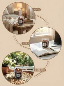 Nến thơm hương cà phê, có họa tiết hạt cà phê, hương thơm rang đậm đà, sáp đậu nành tự nhiên, đựng trong hũ thủy tinh, giúp tỉnh táo buổi sáng, làm sảng khoái tinh thần, trang trí bàn làm việc theo phong cách quán cà phê. - Nhiều màu - Xem 10