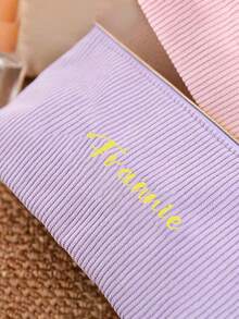 Custom Name Fur Makeup Bag , Personalized Fluffy Makeup Bag, Custom Name Fluffy Cosmetic, Organizer Fluffy Embroidered Zipper Travel Pouch, Cute Wallet, Toiletry Bag - Multicolor - View 3