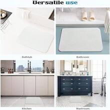 Diatomite Stone Bath Mat Absorbent Drying Bathstone Bathmat Rugs Non-Slip Mat - 白色 - 查看 2