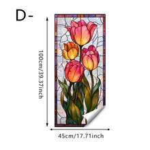 1/5pcs Retro Tulip & Lily Of The Valley Window Privacy Film, 3D Laser Prism Effect, Reusable Static Cling Plant Stickers, Suitable For Bathroom Sliding Doors, Provides Sun Shading And Privacy Protection, Home And Office Decorative Art Film - Multicolor - View 12