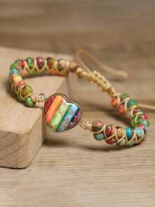 1PC Boho Natural Emperor Stone Love Bracelet With Adjustable Double Layer Winding Bracelet - Style 4 - 查看 2