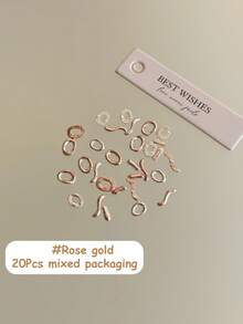 20pcs Punk Style Alloy Nail Art Decorations, Mixed Gold & Silver Hollow Asymmetrical Metal Studs, Minimalist Japanese Nail Accessories Nails - Multicolor - View 9