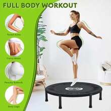 Trampolín de Fitness PortátilTrampolín de Ejercicio 40 Pulgadas con Base de 6 Patas y 30 Resortes y 1 Cintas Bandas Resistencia Elásticas Ejercicio de Gimnasio Aeróbico Resitente y Duradero - Multicolor - Ver 6