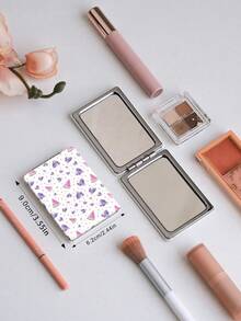 1 pieza Espejo de mano plegable de estilo campestre, espejo de vanidad portátil y ligero, de cuero de PU duradero, adecuado para todas las ocasiones y personas, espejo de bolsillo plegable cuadrado - Multicolor - Ver 5