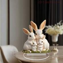 Transboundary Cartoon Rabbit Family Of 4 Warm Easter Desktop Decor, Living Room Bedroom Atmosphere Decoration Gift - Multicolor - View 2